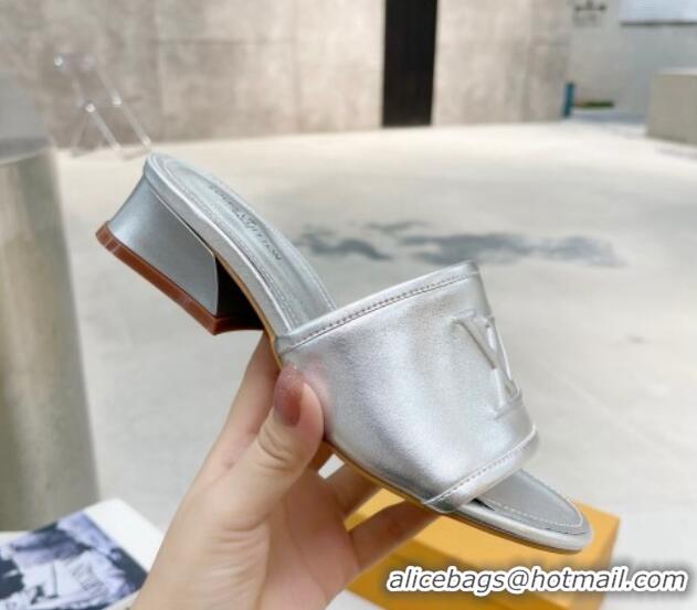 Luxury Louis Vuitton Magnetic LV Heel Slide Sandals 3.5cm Silver 062007