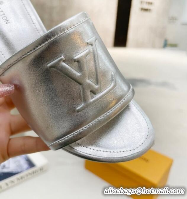 Luxury Louis Vuitton Magnetic LV Heel Slide Sandals 3.5cm Silver 062007