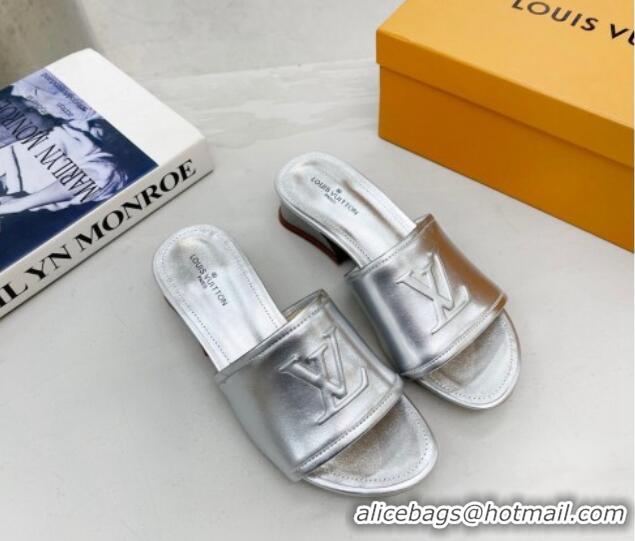 Luxury Louis Vuitton Magnetic LV Heel Slide Sandals 3.5cm Silver 062007