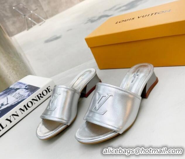 Luxury Louis Vuitton Magnetic LV Heel Slide Sandals 3.5cm Silver 062007