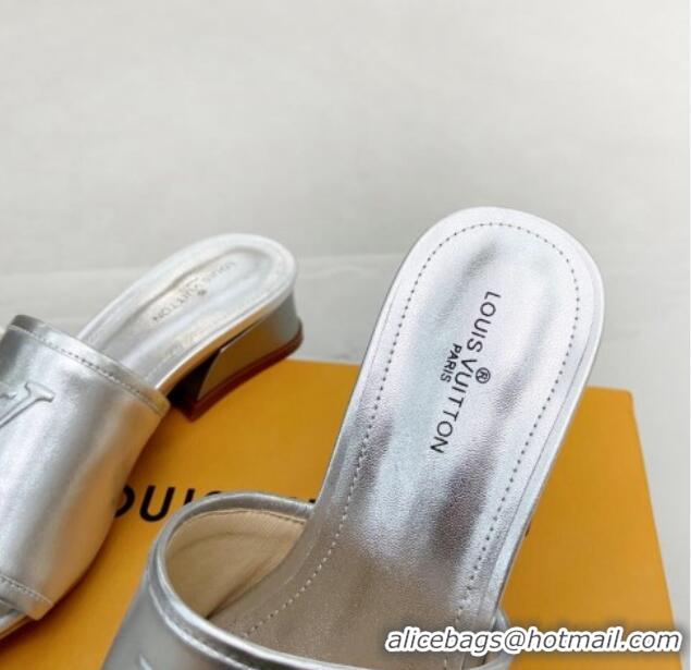 Luxury Louis Vuitton Magnetic LV Heel Slide Sandals 3.5cm Silver 062007