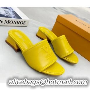 Good Looking Louis Vuitton Magnetic LV Heel Slide Sandals 3.5cm Yellow 062009