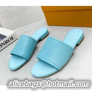 Top Grade Louis Vuitton Magnetic LV Flat Slide Sandals Blue 062011