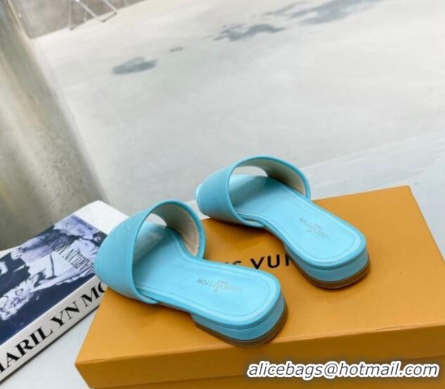 Top Grade Louis Vuitton Magnetic LV Flat Slide Sandals Blue 062011