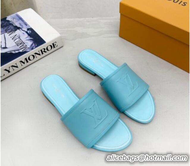 Top Grade Louis Vuitton Magnetic LV Flat Slide Sandals Blue 062011