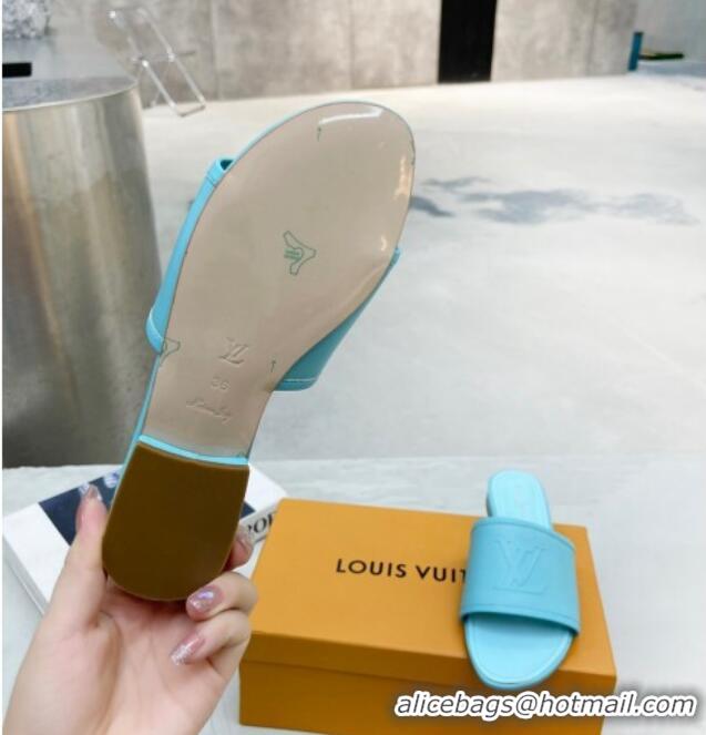 Top Grade Louis Vuitton Magnetic LV Flat Slide Sandals Blue 062011