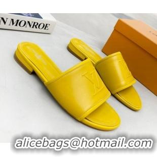 Durable Louis Vuitton Magnetic LV Flat Slide Sandals Yellow 062013