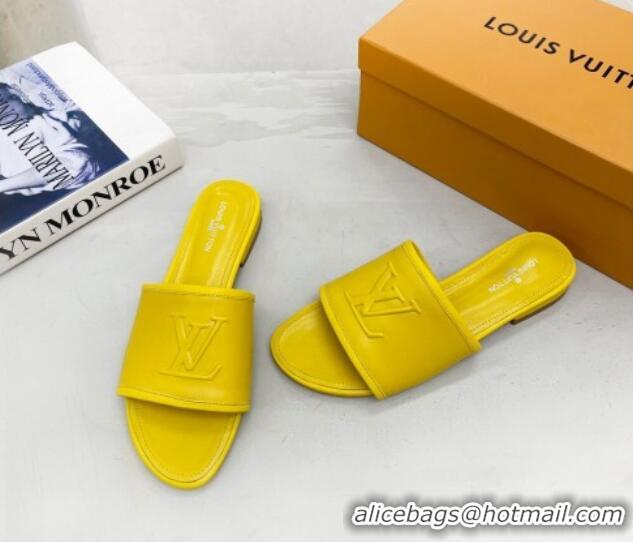 Durable Louis Vuitton Magnetic LV Flat Slide Sandals Yellow 062013