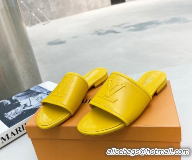 Durable Louis Vuitton Magnetic LV Flat Slide Sandals Yellow 062013