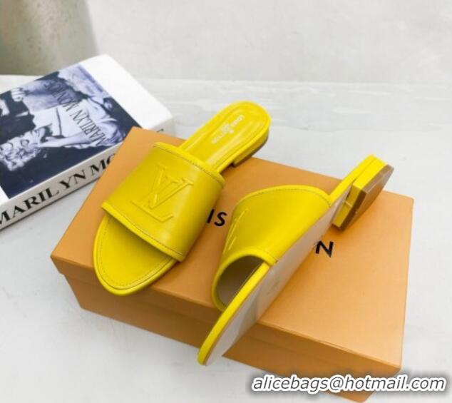 Durable Louis Vuitton Magnetic LV Flat Slide Sandals Yellow 062013