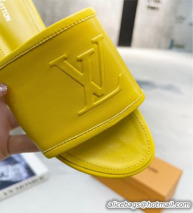 Durable Louis Vuitton Magnetic LV Flat Slide Sandals Yellow 062013