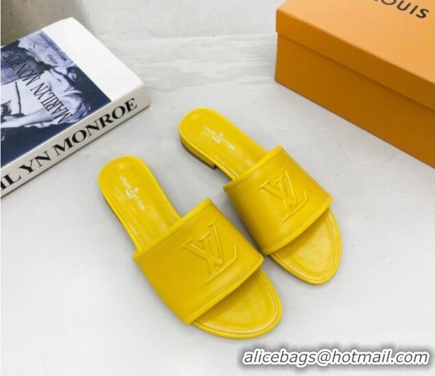 Durable Louis Vuitton Magnetic LV Flat Slide Sandals Yellow 062013