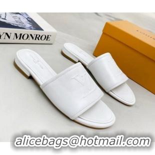 Popular Style Louis Vuitton Magnetic LV Flat Slide Sandals White 062014