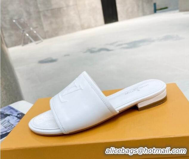 Popular Style Louis Vuitton Magnetic LV Flat Slide Sandals White 062014