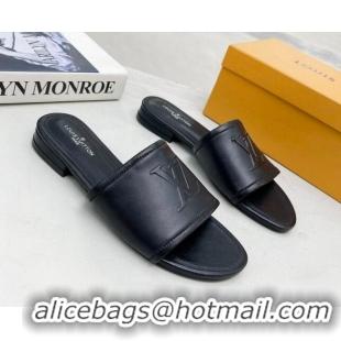 Good Quality Louis Vuitton Magnetic LV Flat Slide Sandals Black 062018