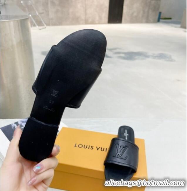 Good Quality Louis Vuitton Magnetic LV Flat Slide Sandals Black 062018