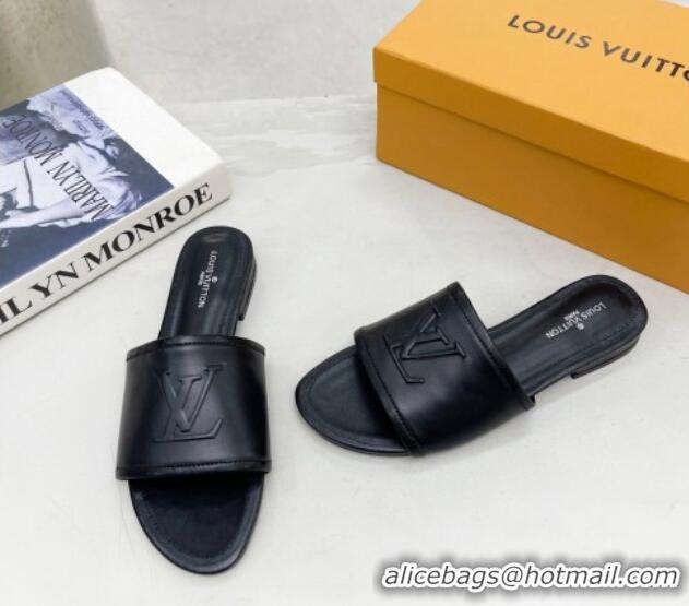 Good Quality Louis Vuitton Magnetic LV Flat Slide Sandals Black 062018