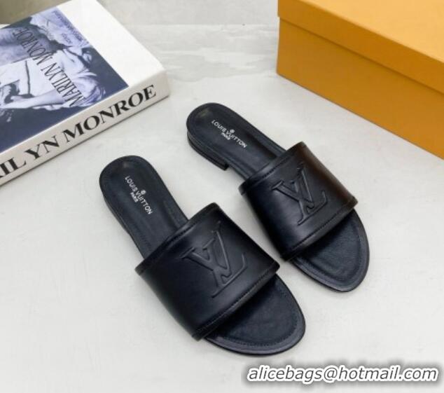 Good Quality Louis Vuitton Magnetic LV Flat Slide Sandals Black 062018