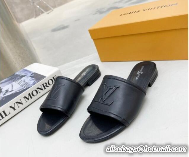 Good Quality Louis Vuitton Magnetic LV Flat Slide Sandals Black 062018