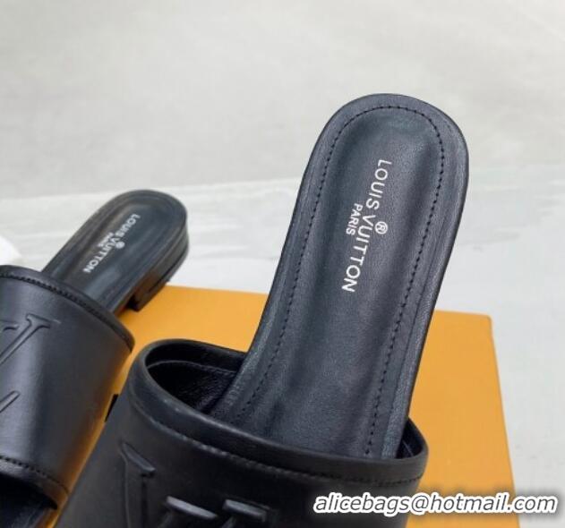 Good Quality Louis Vuitton Magnetic LV Flat Slide Sandals Black 062018