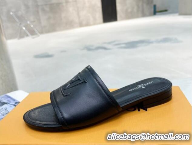 Good Quality Louis Vuitton Magnetic LV Flat Slide Sandals Black 062018