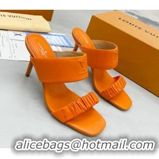 Perfect Louis Vuitton Drapy High Heel Slide Sandals with Ruching Orange 062019