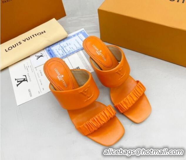 Perfect Louis Vuitton Drapy High Heel Slide Sandals with Ruching Orange 062019