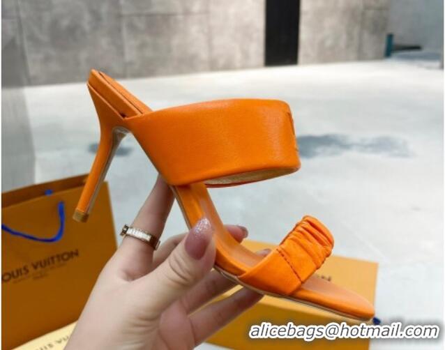 Perfect Louis Vuitton Drapy High Heel Slide Sandals with Ruching Orange 062019