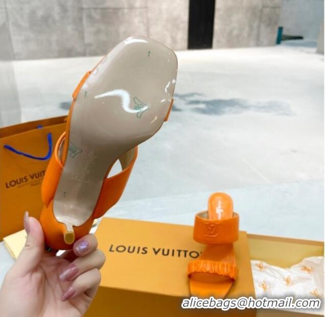 Perfect Louis Vuitton Drapy High Heel Slide Sandals with Ruching Orange 062019