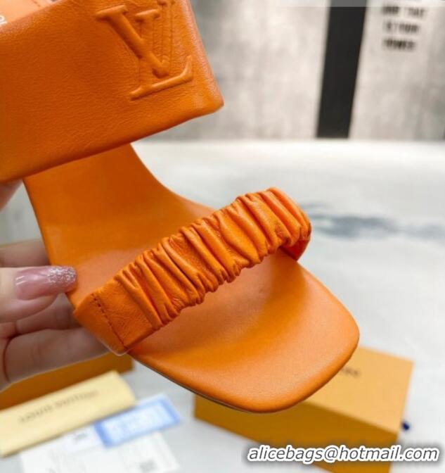 Perfect Louis Vuitton Drapy High Heel Slide Sandals with Ruching Orange 062019