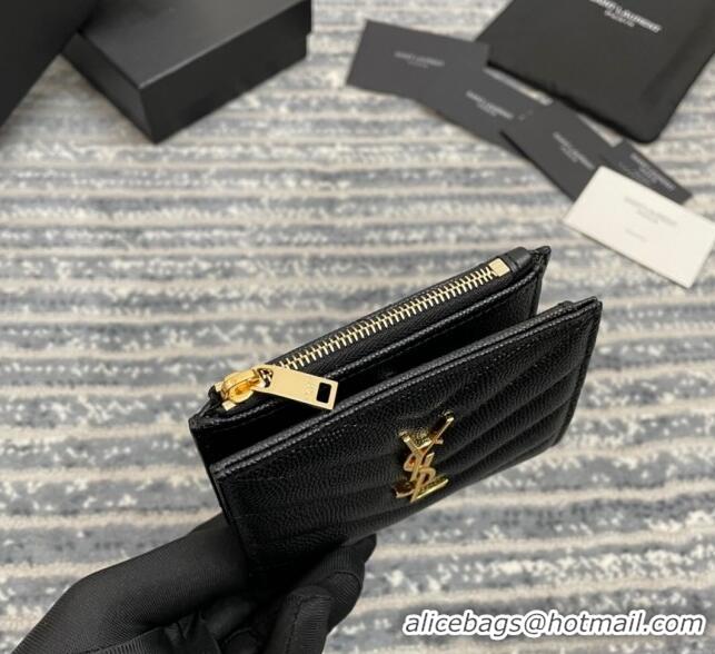 Promotional Saint Laurent Fold Wallet in Grained Leather 517045 Black/Gold 2022