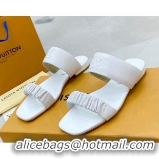 Best Price Louis Vuitton Drapy Flat Slide Sandals with Ruching White 062035