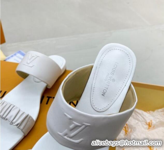 Best Price Louis Vuitton Drapy Flat Slide Sandals with Ruching White 062035