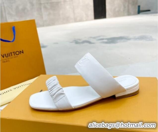 Best Price Louis Vuitton Drapy Flat Slide Sandals with Ruching White 062035