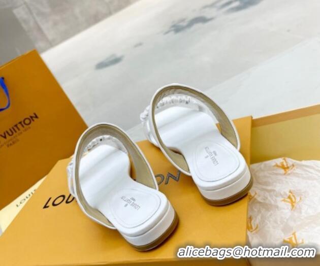 Best Price Louis Vuitton Drapy Flat Slide Sandals with Ruching White 062035