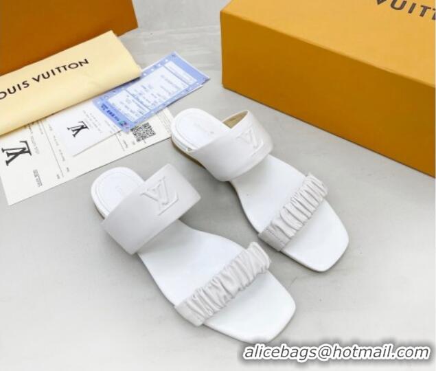 Best Price Louis Vuitton Drapy Flat Slide Sandals with Ruching White 062035