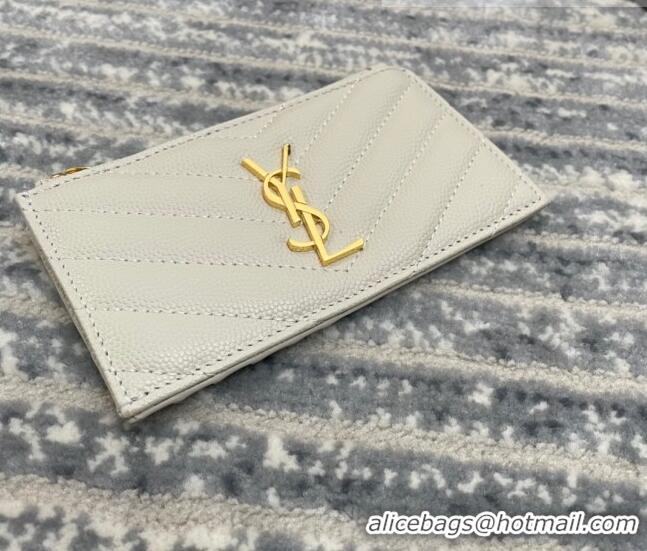 Buy Fashionable Saint Laurent Monogram Fragments Grained Leather Card Holders Wallet Y1520 White 2022