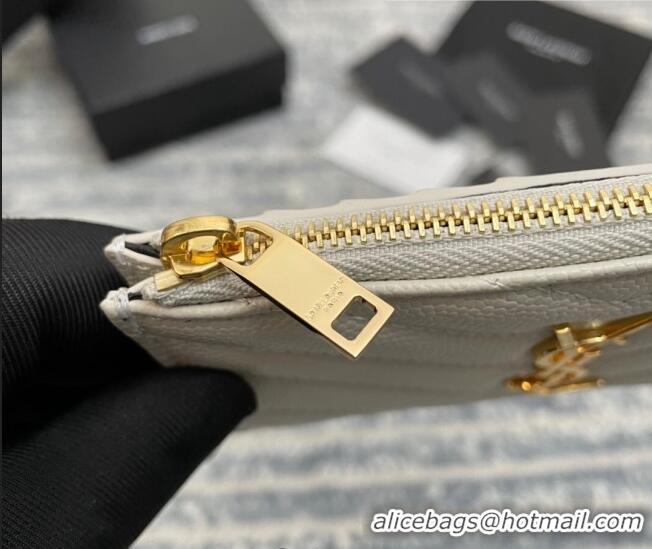 Buy Fashionable Saint Laurent Monogram Fragments Grained Leather Card Holders Wallet Y1520 White 2022