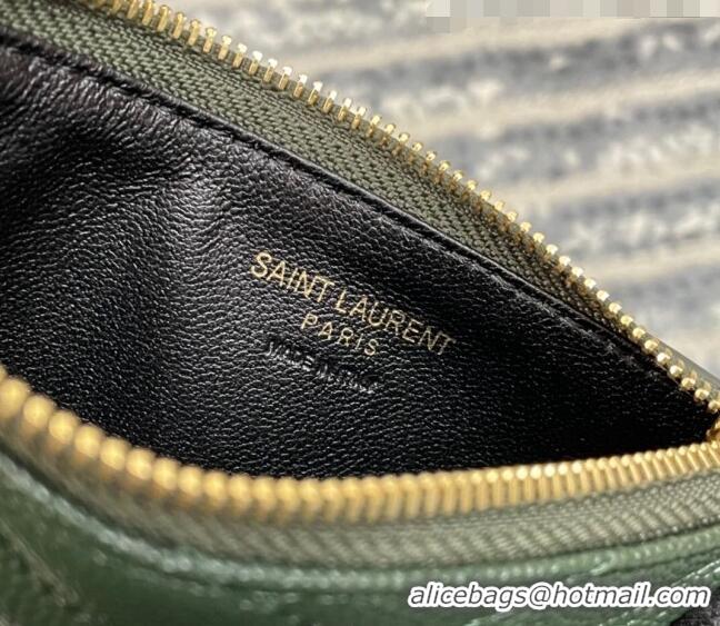 Well Crafted Saint Laurent Monogram Fragments Grained Leather Card Holders Wallet Y1520 Green 2022