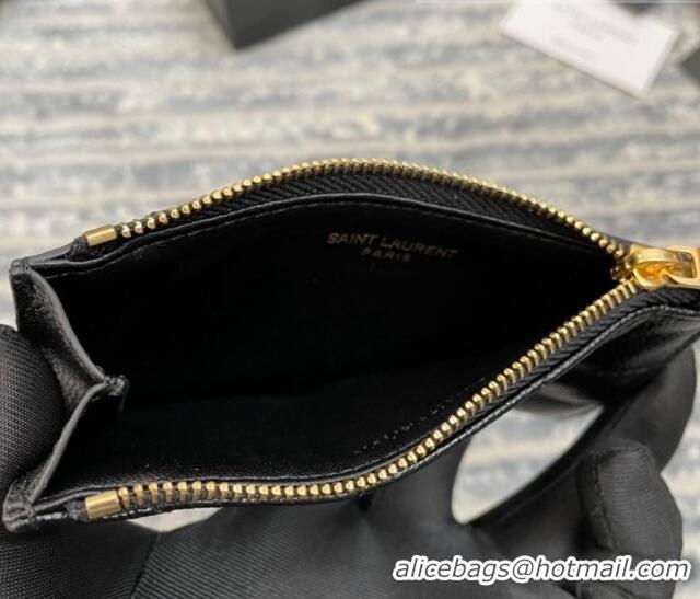 Good Product  Saint Laurent Monogram Fragments Grained Leather Card Holders Wallet Y1520 Black/Gold 2022