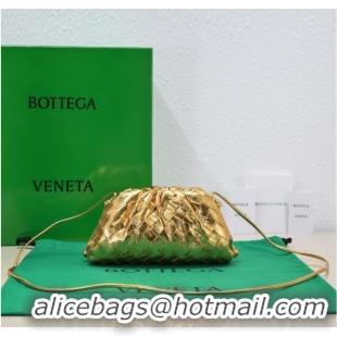 Good Taste Bottega Veneta Mini intrecciato leather clutch with strap 585852 gold