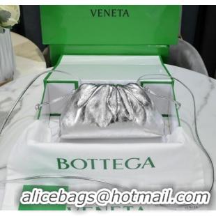 Trendy Design Bottega Veneta Mini intrecciato leather clutch with strap 585852 silver