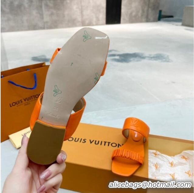 Elegant Louis Vuitton Drapy Flat Slide Sandals with Ruching Orange 062037