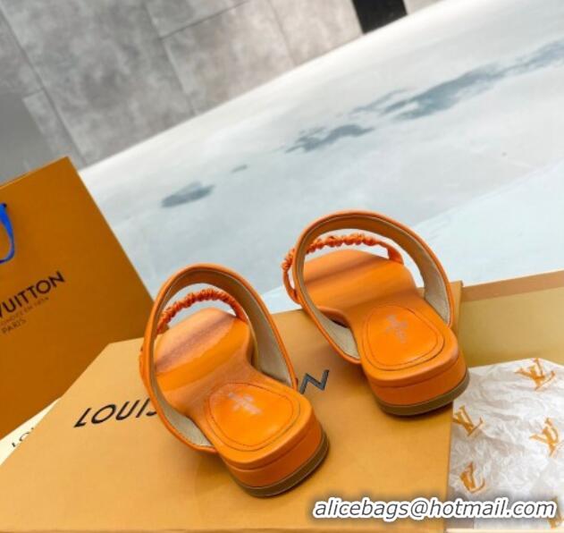 Elegant Louis Vuitton Drapy Flat Slide Sandals with Ruching Orange 062037