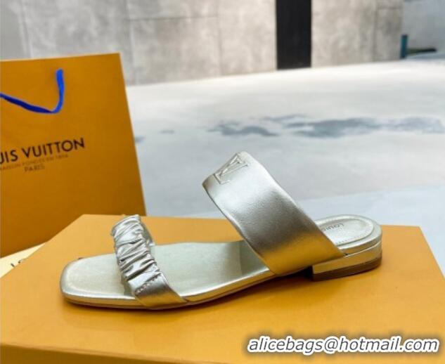 Duplicate Louis Vuitton Drapy Flat Slide Sandals with Ruching Gold 062038