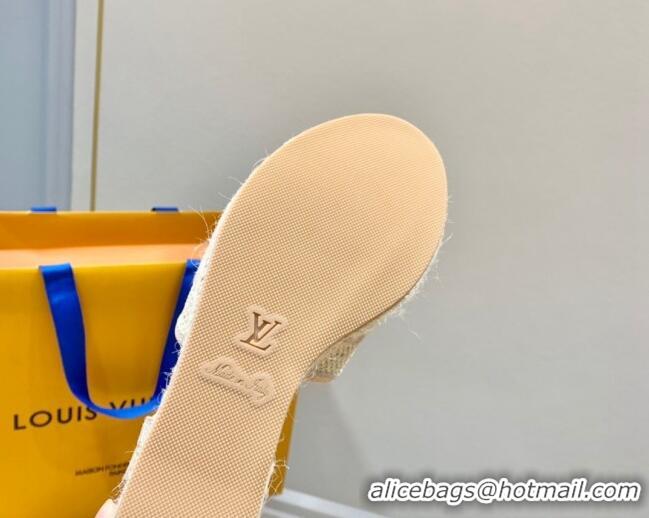 Affordable Price Louis Vuitton Starboard Wedge Sandals 10cm with LV Circle Pink Canvas 062040