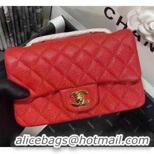 High Quality Chanel Mini Flap Bag Grained Leather A0116 Red Gold