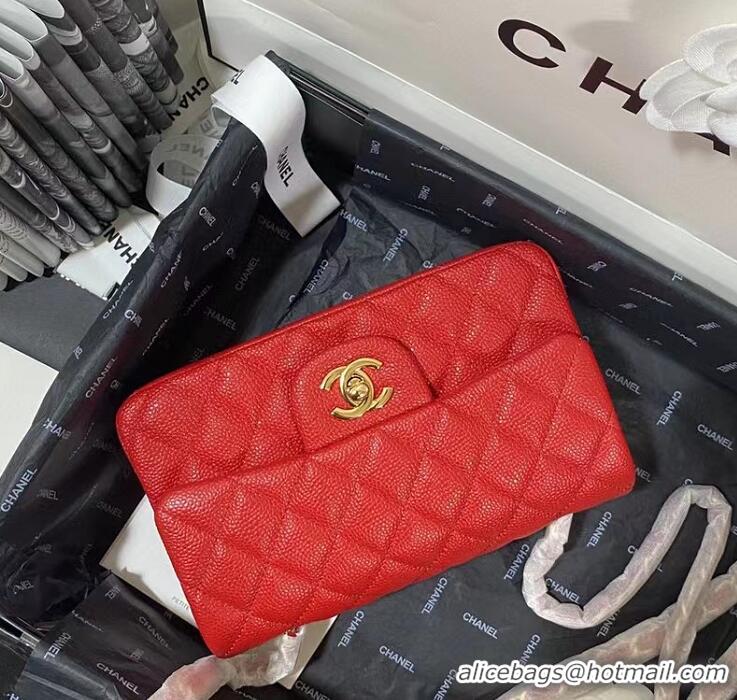 High Quality Chanel Mini Flap Bag Grained Leather A0116 Red Gold