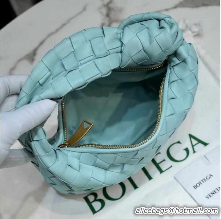 Good Product Bottega Veneta Mini intrecciato leather top handle bag 651876 Teal Washed