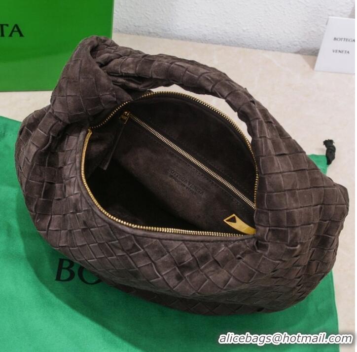 Shop Best Bottega Veneta intrecciato suede top handle bag 690225 brown